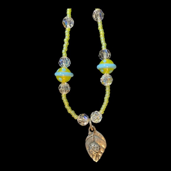 Lady Bug Necklace Beads Crystals Green Blue Seed Beads Makers Piece - Picture 4 of 7